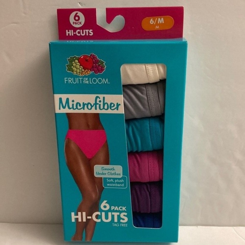 Fruit of the Loom Microfiber Hi Cuts Size 6 Medium Underwear Panties